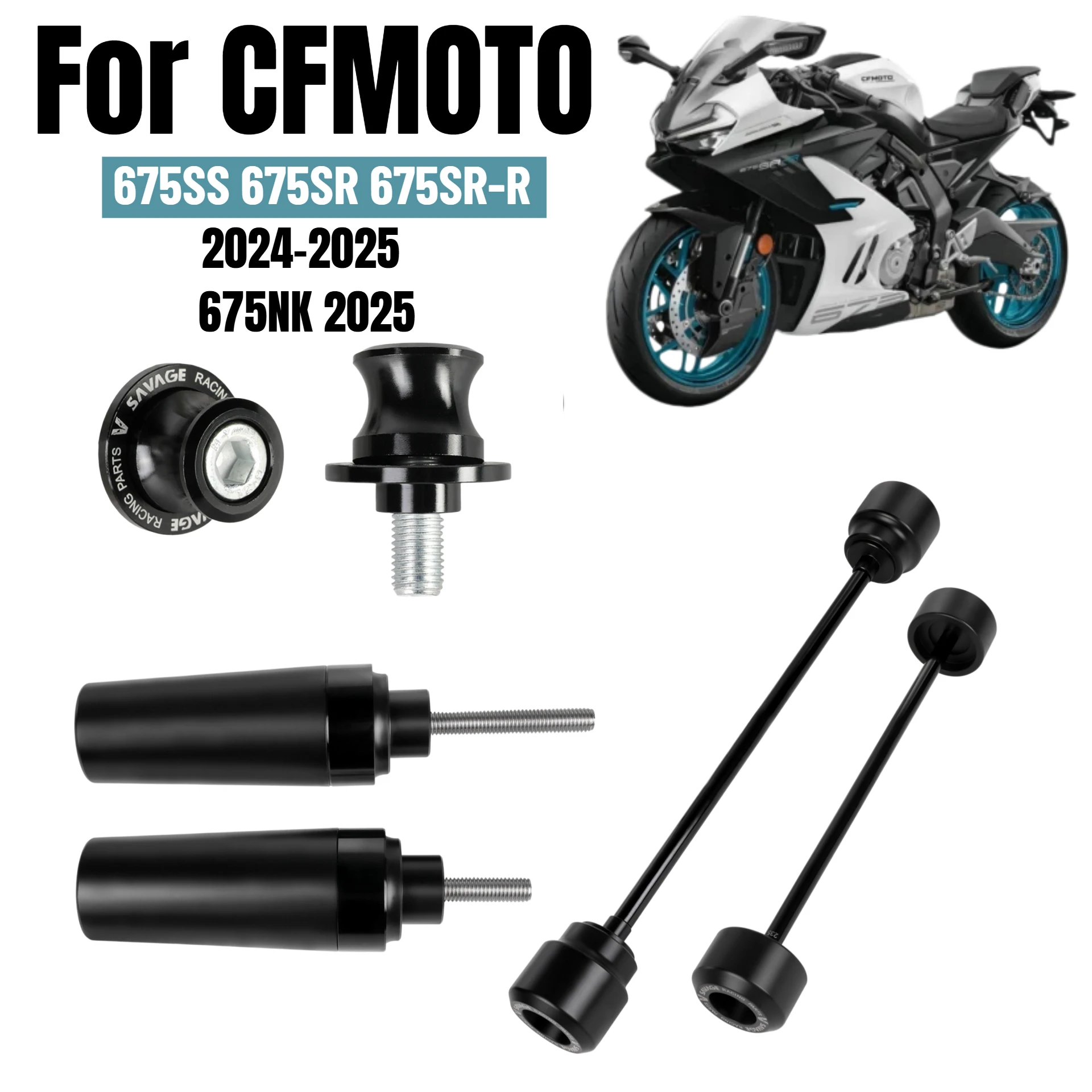 

For CFMOTO 675SS 675SR 675SR-R 675NK Frame Sliders Guard Wheel Axle Fork Slider Guard Swingarm Spools Sliders Accessories SR NK