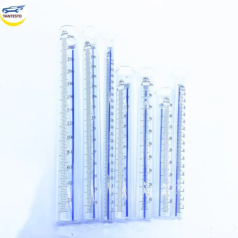 Kostenloser Versand Glasrohr Zylinder Durchfluss messer Messung für Diesel prüfstand 1 Stück 32ml 45ml 90ml 120ml 150ml 260ml ml