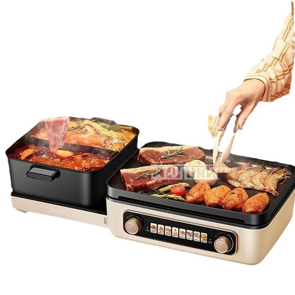 Household Electric Grill Hot Pot BBQ Folding Barbecue Cooking Pot Home Appliances Grill Viande Electrique