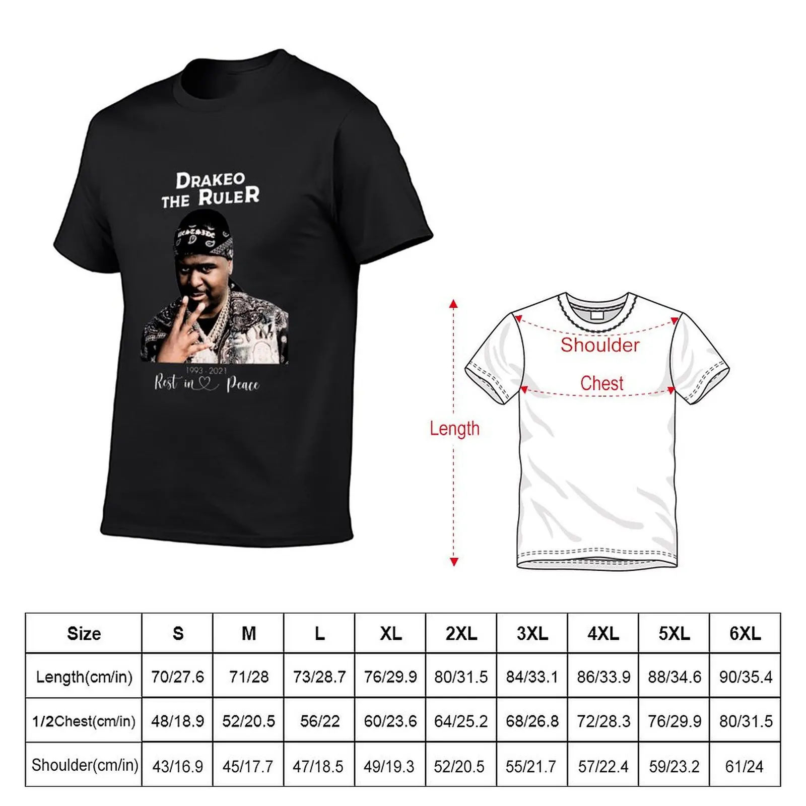 Drakeo The Ruler T-shirt summer tops plus size tops aesthetic clothes t shirts for men