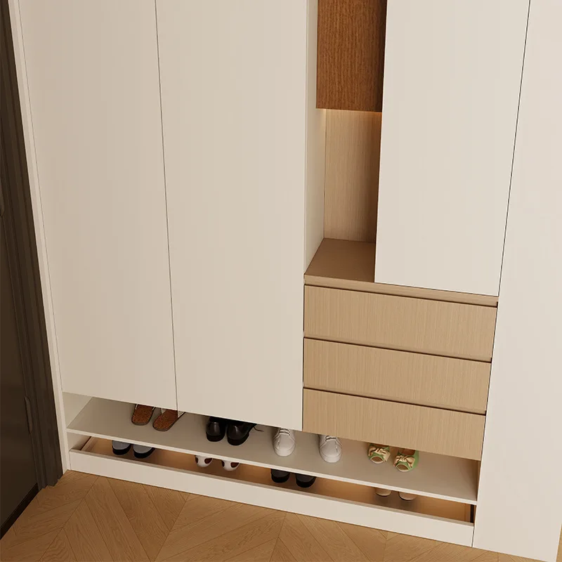 Log style door shoe solid wood entryway cabinet with kick slide storage with drawer storage cabinet shoe