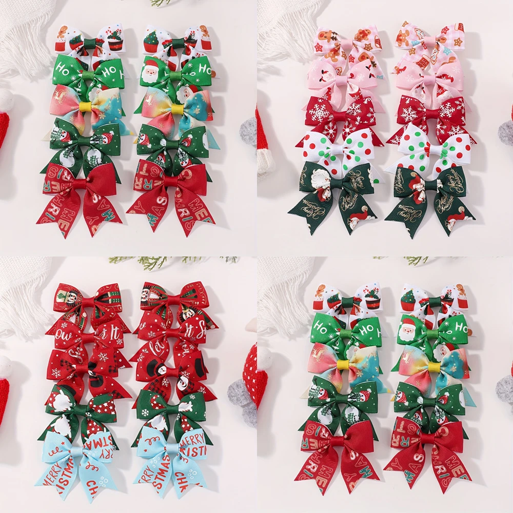 10/20/40 Stück 2,4'' Weihnachten Bowknots Haarspangen Set für Mädchen Festivel Santa Schneeflocke Haarnadeln Kopfbedeckung Kinder Haarschmuck