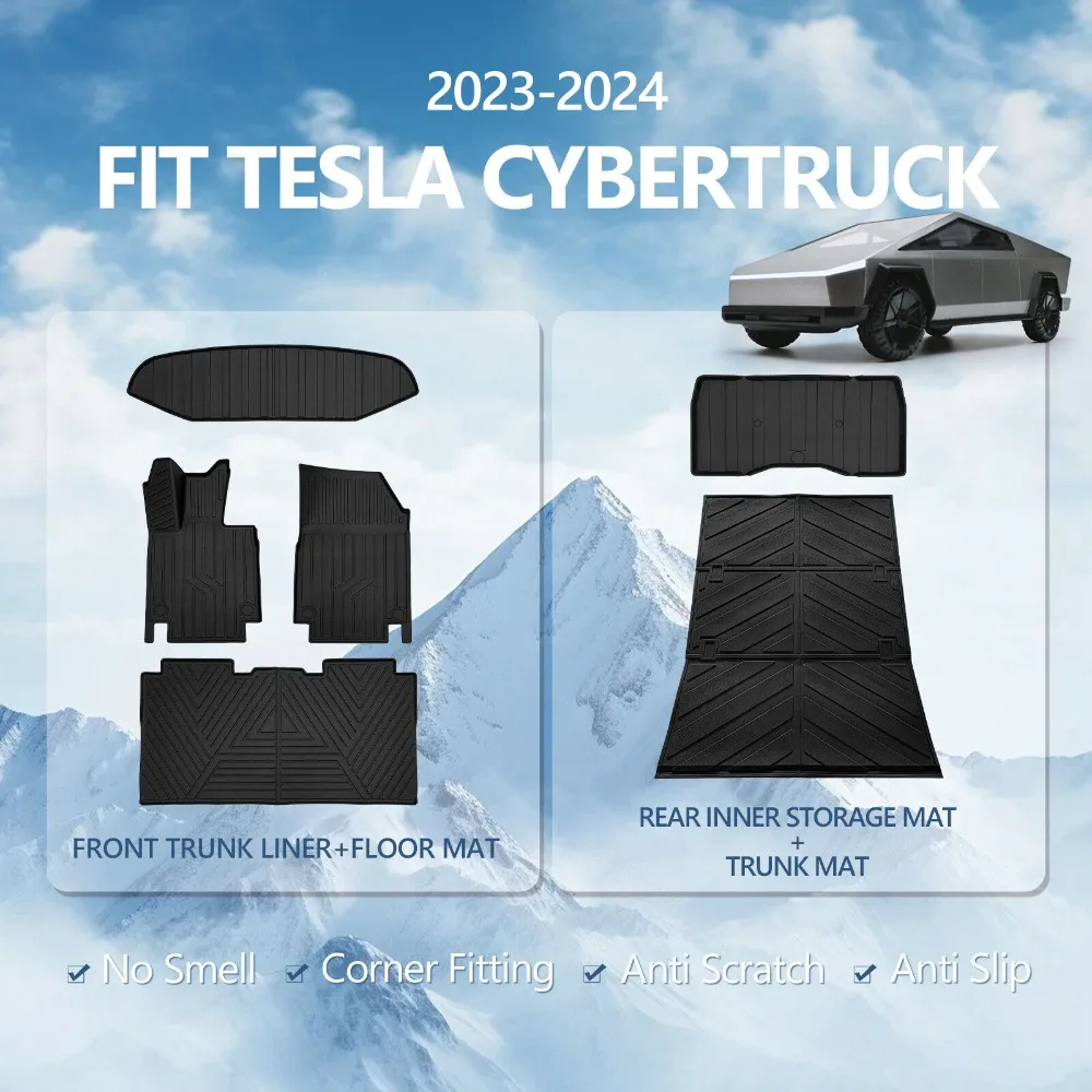 

Для Tesla Cybertruck 2023-2024 годов, напольные коврики, коврик для грузовика, задний грузовой вкладыш, США