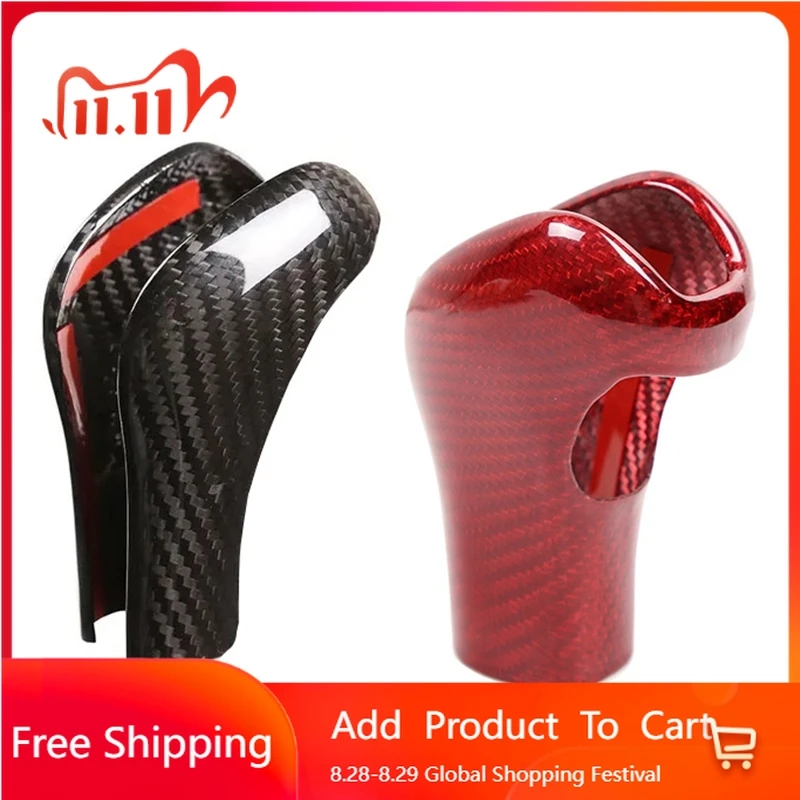 

Interior Stickers Car Styling Red Carbon Fiber Gear Shift Head Cover Sticker For Porsche Cayenne 2011-2017 Parts