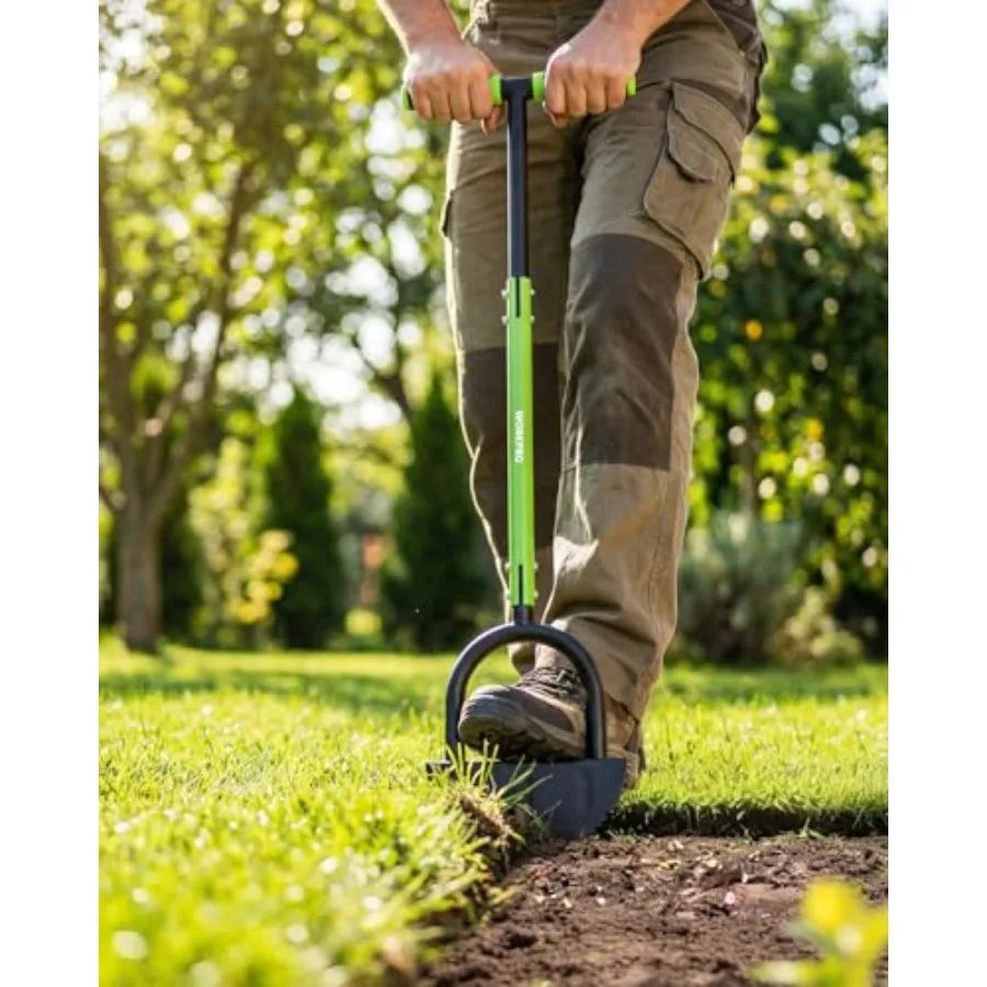 40-Inch Edger Lawn Tool, Heavy Duty Lawn Edger, Half Moon Steel Saw-Tooth Blade with Wide Footplate and Ergonomic T-Grip Handle