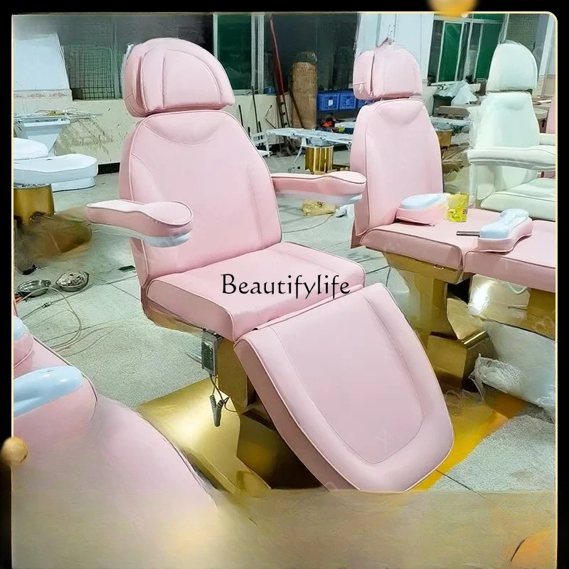 02**Multi-color electric beauty massage bed Multi-motor gold chassis facial eyelash bed