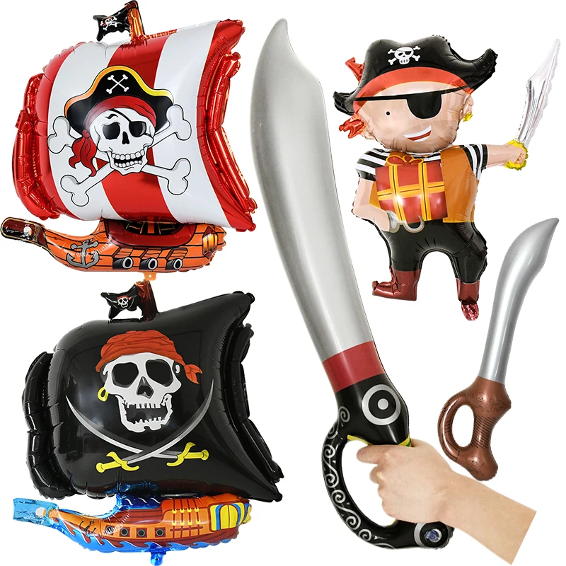 Inflatable Pirate Knife Swords Balloon Toy For Kids Pirate Theme Birthday Party Decor Pirate Ship Balloon Halloween Cosplay Prop