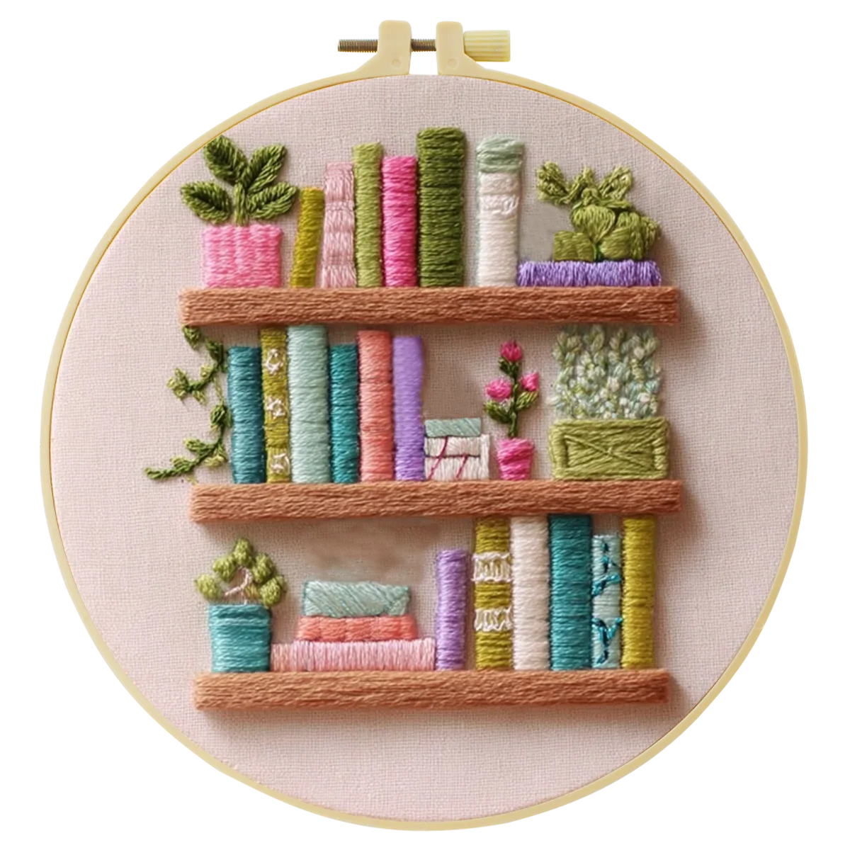 1 Stück 20X20CM/15X15CM 7,87/6,3 Zoll Bücherregal-Stickerei-Starter-Kit DIY-Kit DIY-Stickerei-Set für Anfänger – Detail 3