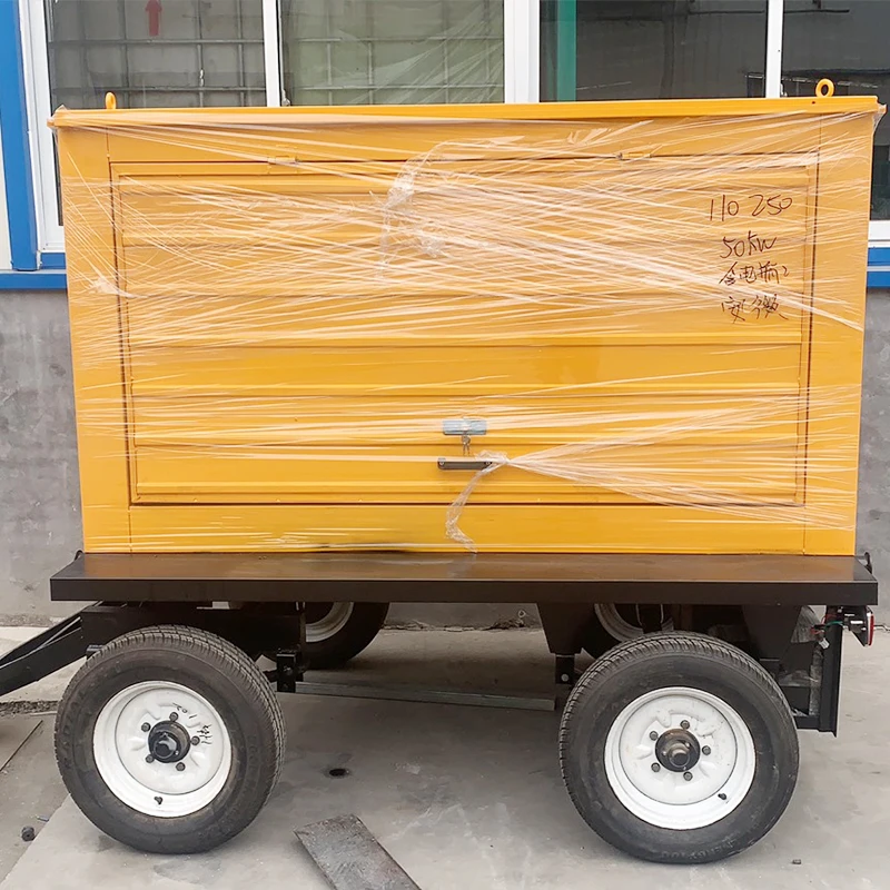 เครื่องกำเนิดไฟฟ้าดีเซลแบบพกพาขนาด 30KW-80KW ชนิดติดตั้งบนรถพ่วง พร้อมสตาร์ทไฟฟ้า สำหรับการตั้งแคมป์และจ่ายไฟให้กับรถบ้าน