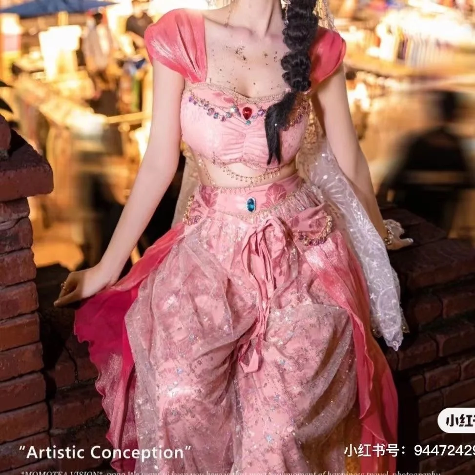 Pink Princess Dress Ancient Chinese Elements Hanfu Dress Improved Pink Aladdin Exotic Style Flying Sky Desert Clothing