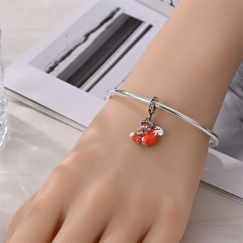 925 Silver Colorful Bear Koala Collection Charm Suitable for 925 Sterling Silver Original Women's Bracelet DIY Jewelry Gift