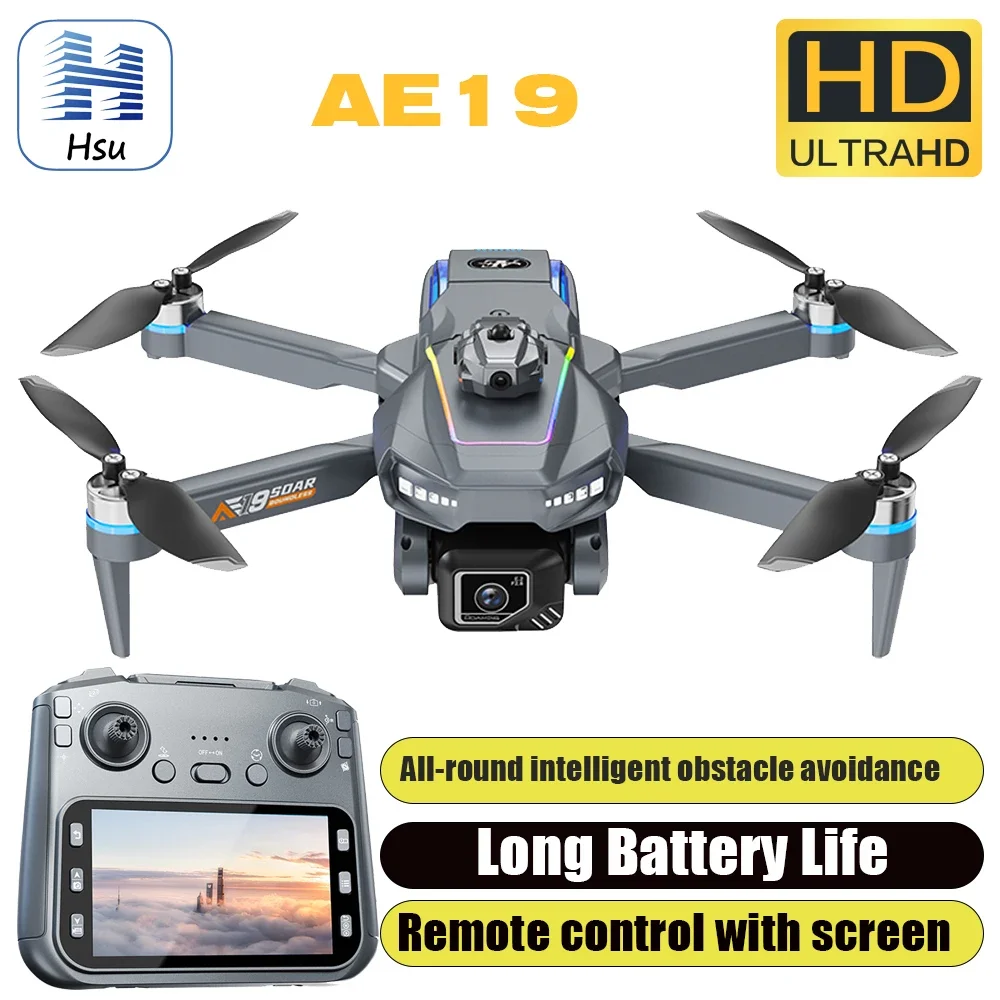 

Дрон AE19 4K с 4,3-дюймовым FPV-экраном, 5-сторонний складной квадрокоптер для предотвращения препятствий 90 ° Регулируемая камера для съемки в путешествиях на открытом воздухе