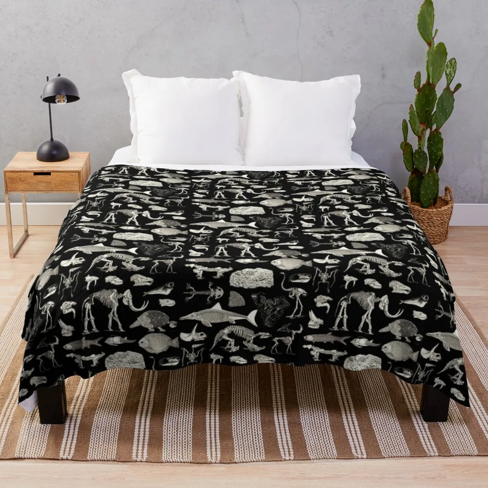 

Paleontology Illustration Throw Blanket halloween Furry Blankets