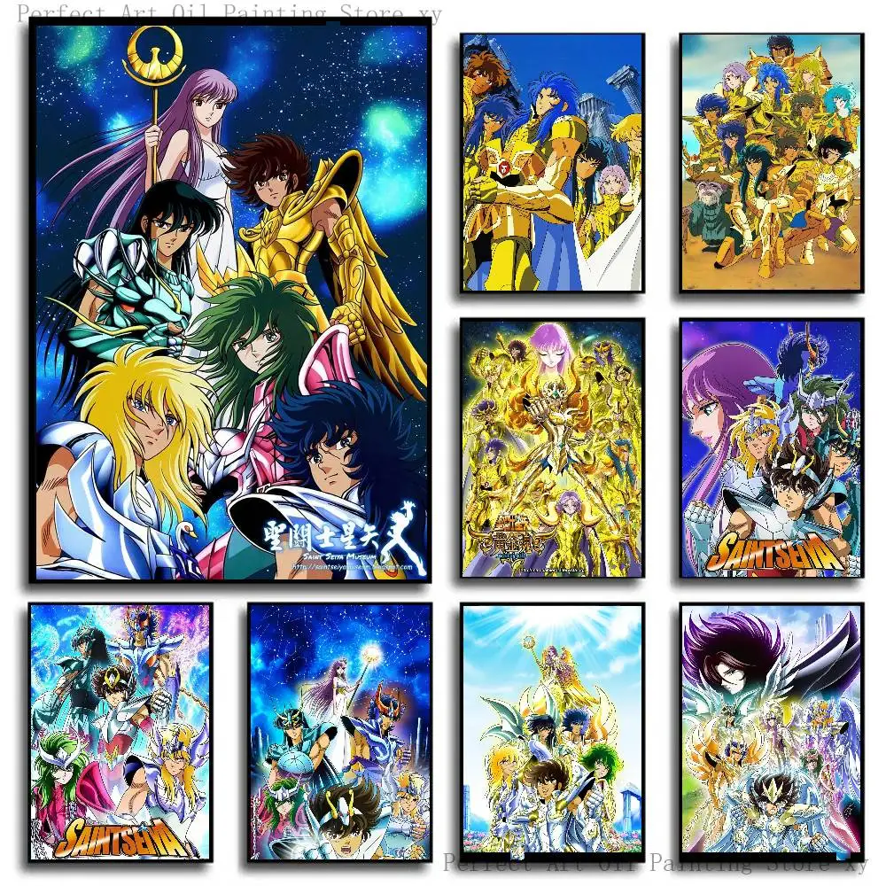 Japanese Anime Saint Seiya Posters Living Room Bar Cafe Quality Canvas Vintage Style Comics Painting Art Home Wall Decor Picture