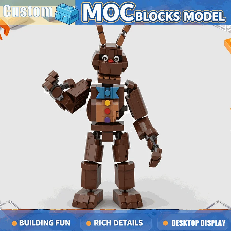 551PCS Chocolate Bunny Animatronic Character Model Building Blocks Creative Brick Kit DIY Assembly Educational Toy Birthday Gift