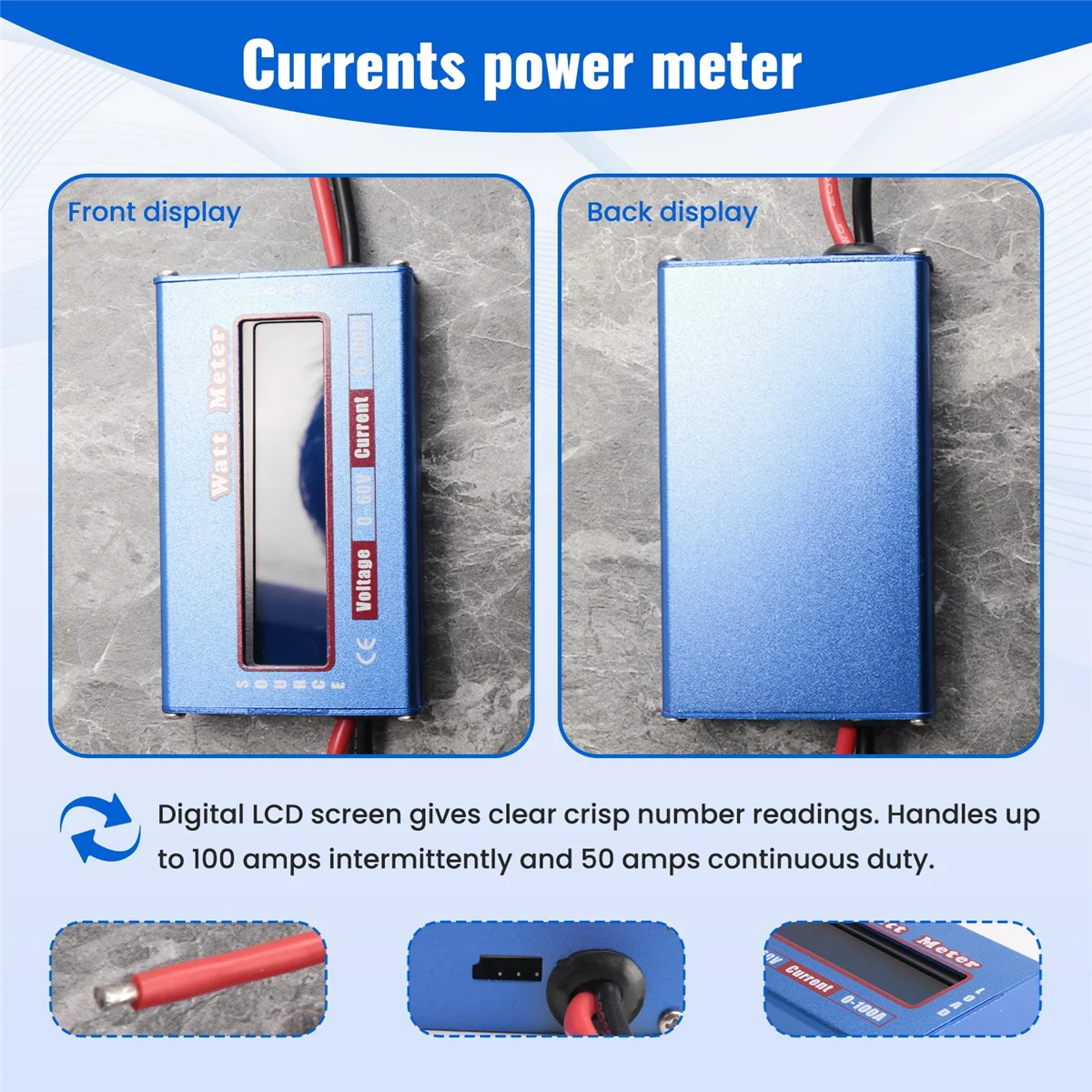 Digital Wattmeter Watt Meter Power Meter DC 60V 100A Balance Voltage Battery CheckerJAS