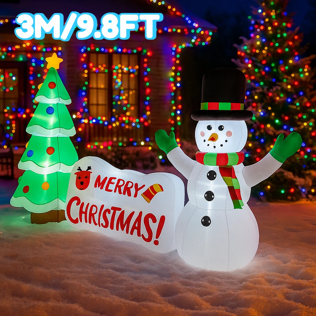 

3M/9.8FT Christmas Decorations Inflatable Toy Snowman & Christmas Tree Toys Home Yard Ornaments LED Party Christmas Decor Toy