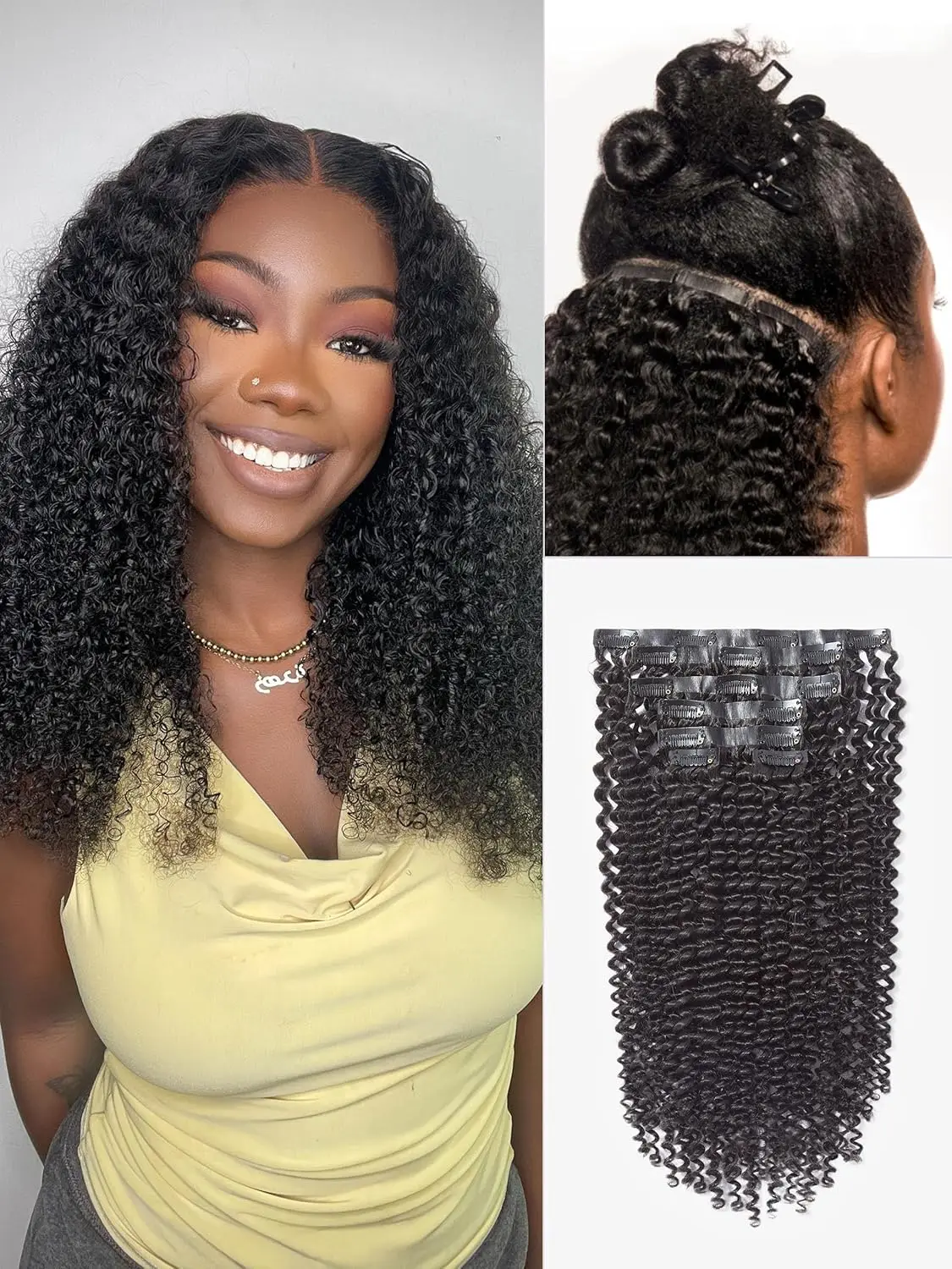 Curly Human Hair Clip In Extensions Fullness With 1 Pack 135G Seamless Kinky Curly Clip Ins Human Hair 9Pcs 16Clips 18 Inch