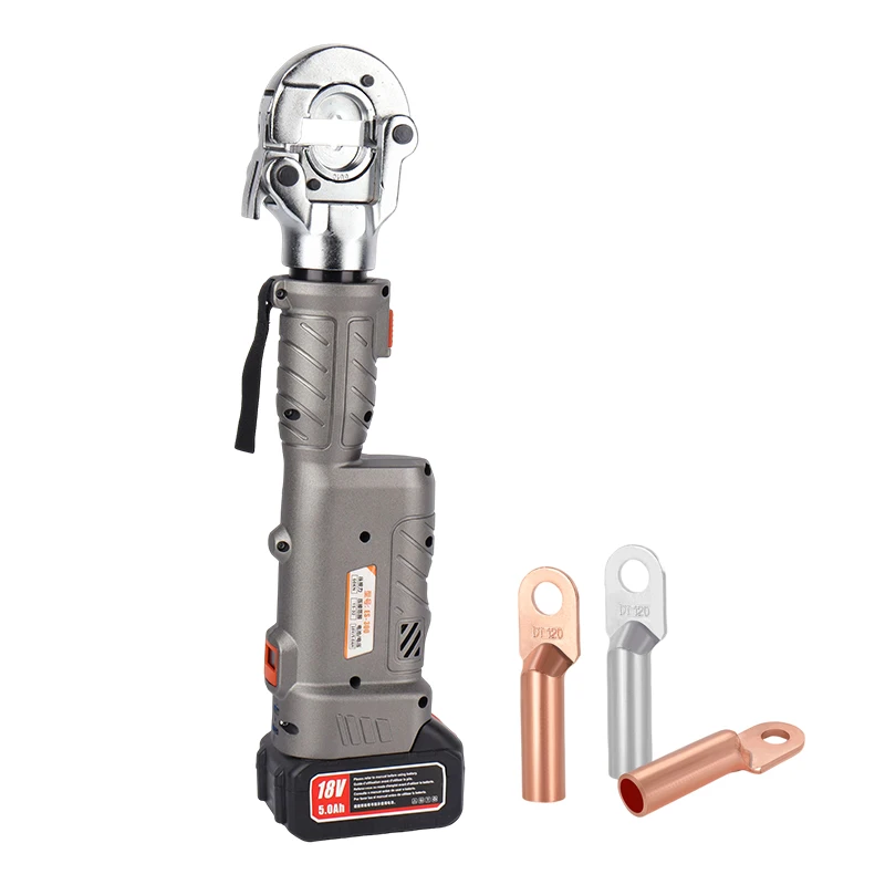 Straight shank lithium-ion hydraulic crimping tool, battery powered