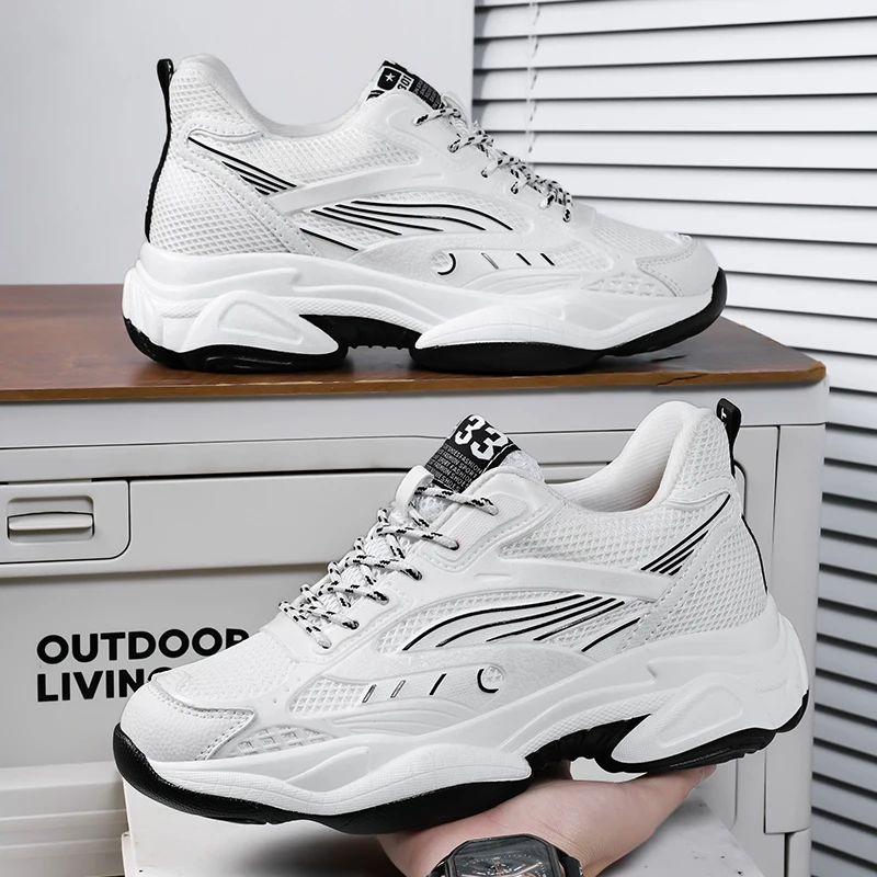 Minimalist Outdoor Sneakers For Men Soft Flexible Insole Wearproof Rubber Sole Breathable Mesh Daily Commute Shoes
