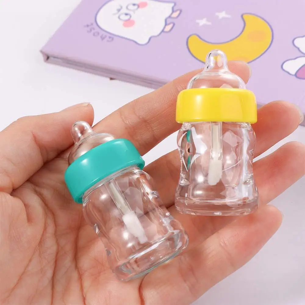 أنبوب أحمر شفاه شفاف DIY 7 مل زجاجة ملمع شفاه قابلة لإعادة الملء زجاجة حليب على شكل أنبوب ملمع شفاه فارغ