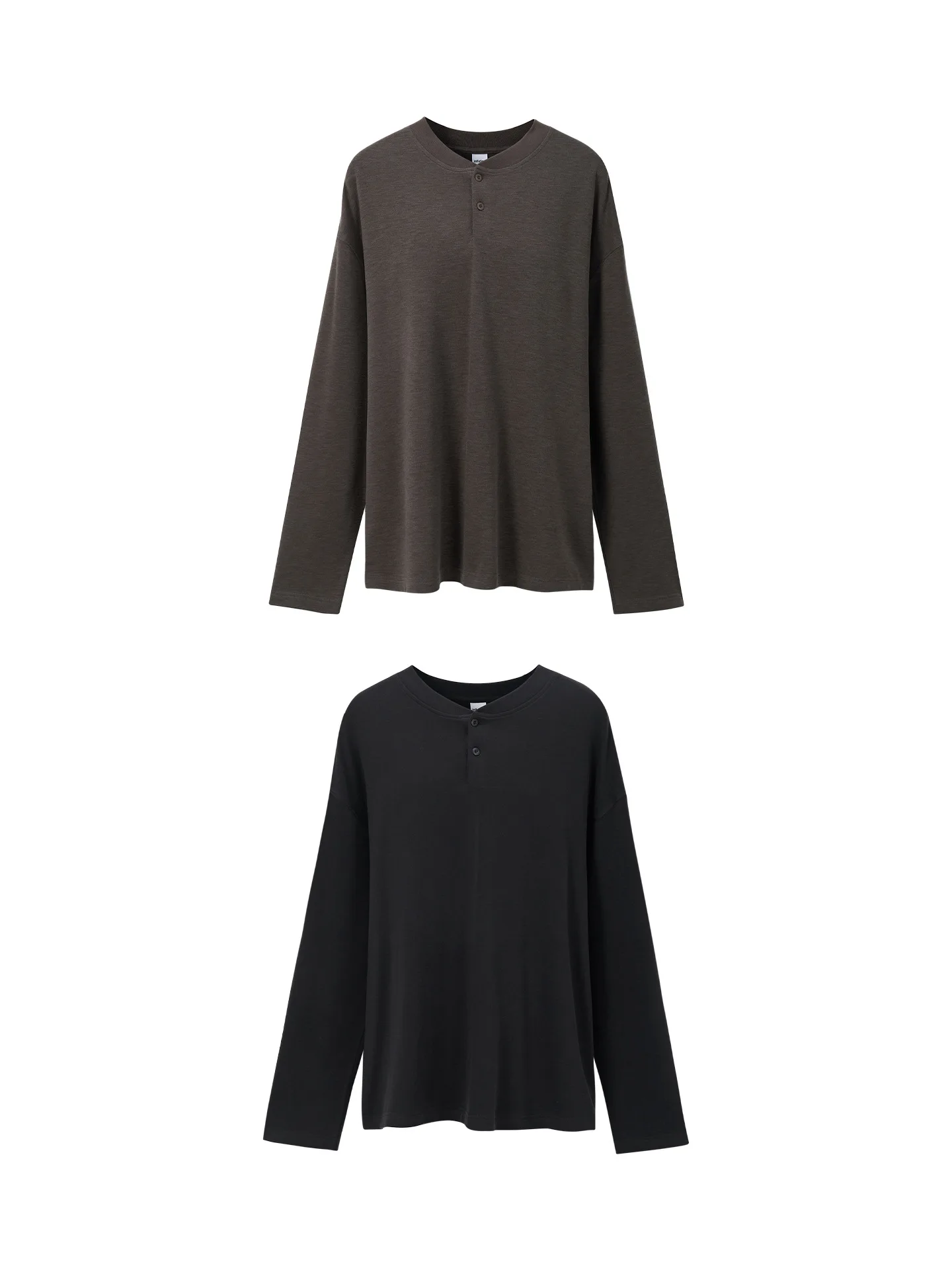 Old Money Style Wool Air‑Padded Long‑Sleeve Outfit 2026 Autumn Premiere Retro Solid‑Tone Henley Neck Shirt Unisex Everyday