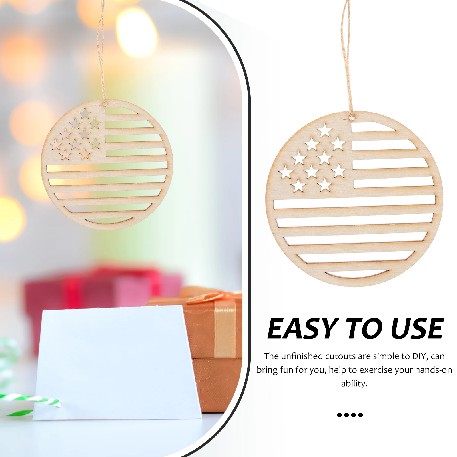 

1 set Wood Decorations Unfinished Slices for Independence Day DIY Cutouts Chips Discs Party HomeDecor Wooden Accessories