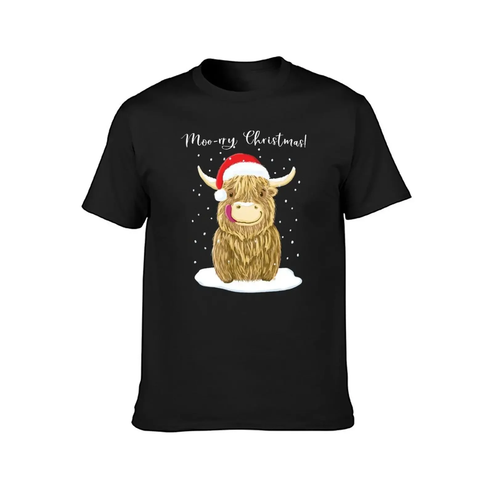 ScoteeHighland Cow, Moo-rry Christmas Wee Hamish T-Shirt Blouse customs oversizeds mens t shirt