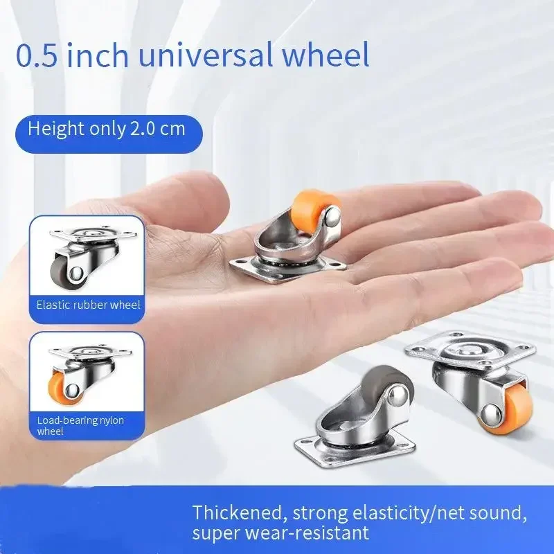 

Mini Ultra Small Rubber Silent Roller Electrical Equipment Nylon Casters Moving Universal Wheels 4Pcs