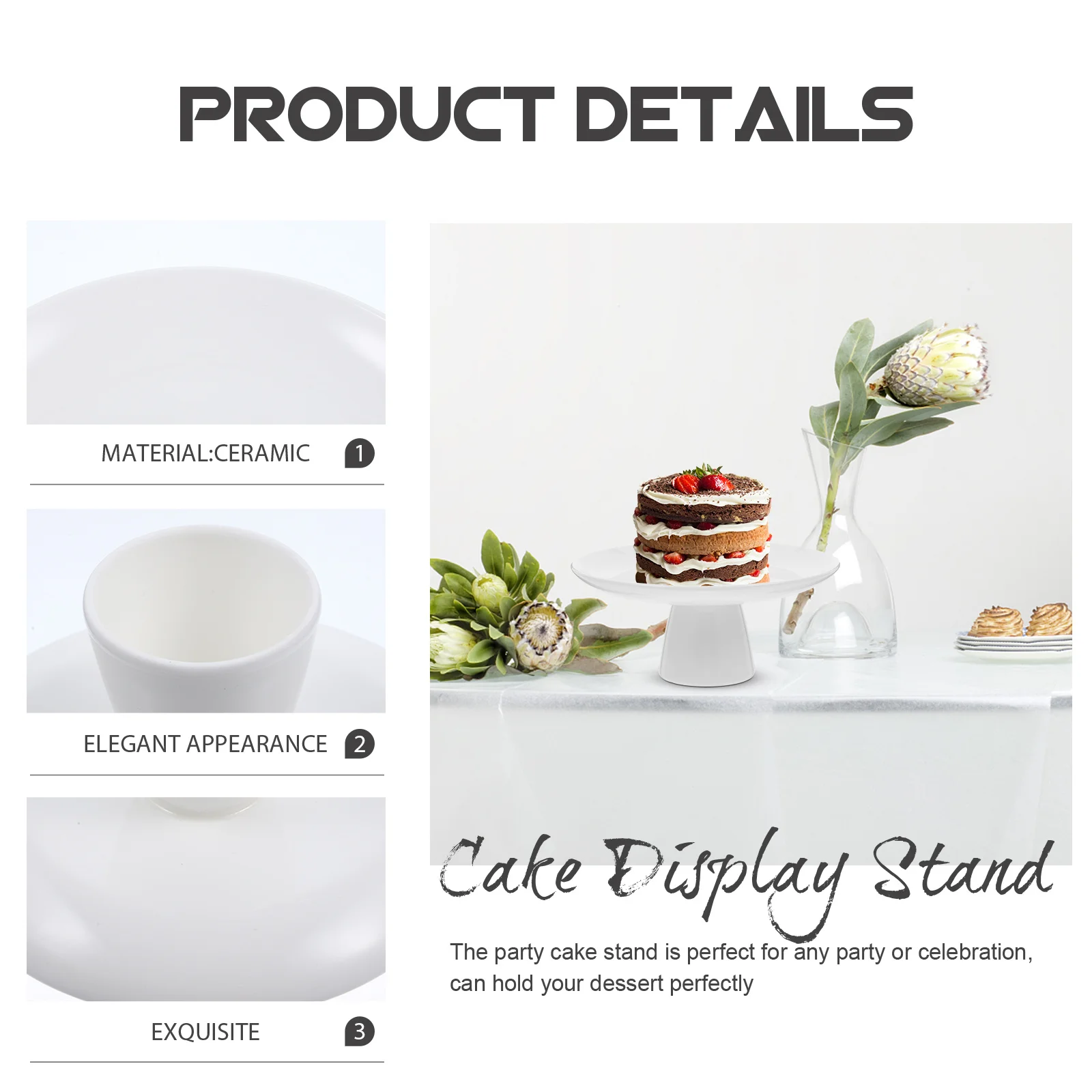 

Ceramic Cake Plate Household Decorative Dessert Display Tray Party Supplies Wedding Cake Stand Snack Fruit Tray