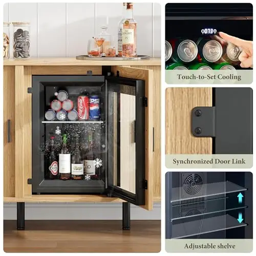 70" Coffee Bar Cabinet with Fridge, Mini Fridge Cabinet, Sideboard Cabinet - view 5