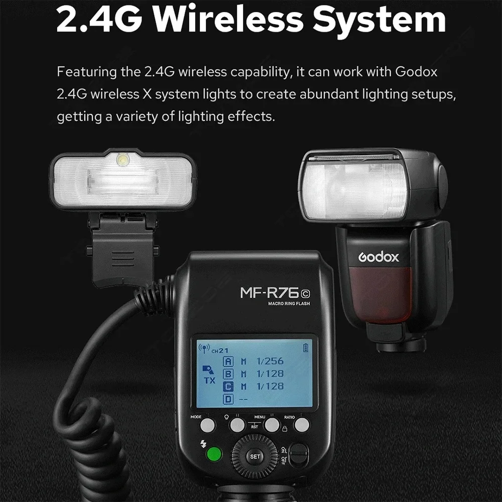 MF-R76N MF-R76S TTL 2.4G LED Ring Light Speedlite Flash Light Dental Macro Ring Flash for Sony Canon Nikon Camera