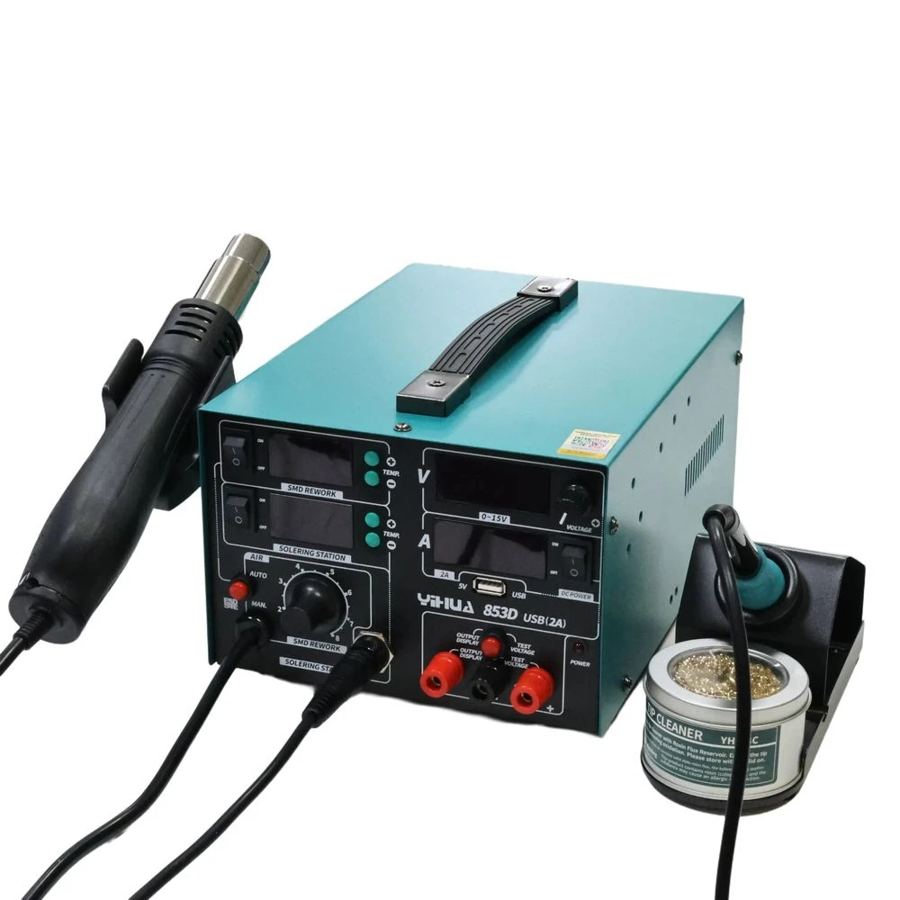 3 in1 YIHUA 853D 2A 4 LED محطة سبيكة لحام مسدس هواء ساخن شاشة ديجيتال تيار مستمر الطاقة USB لإصلاح الطاقة الهاتف المحمول #4