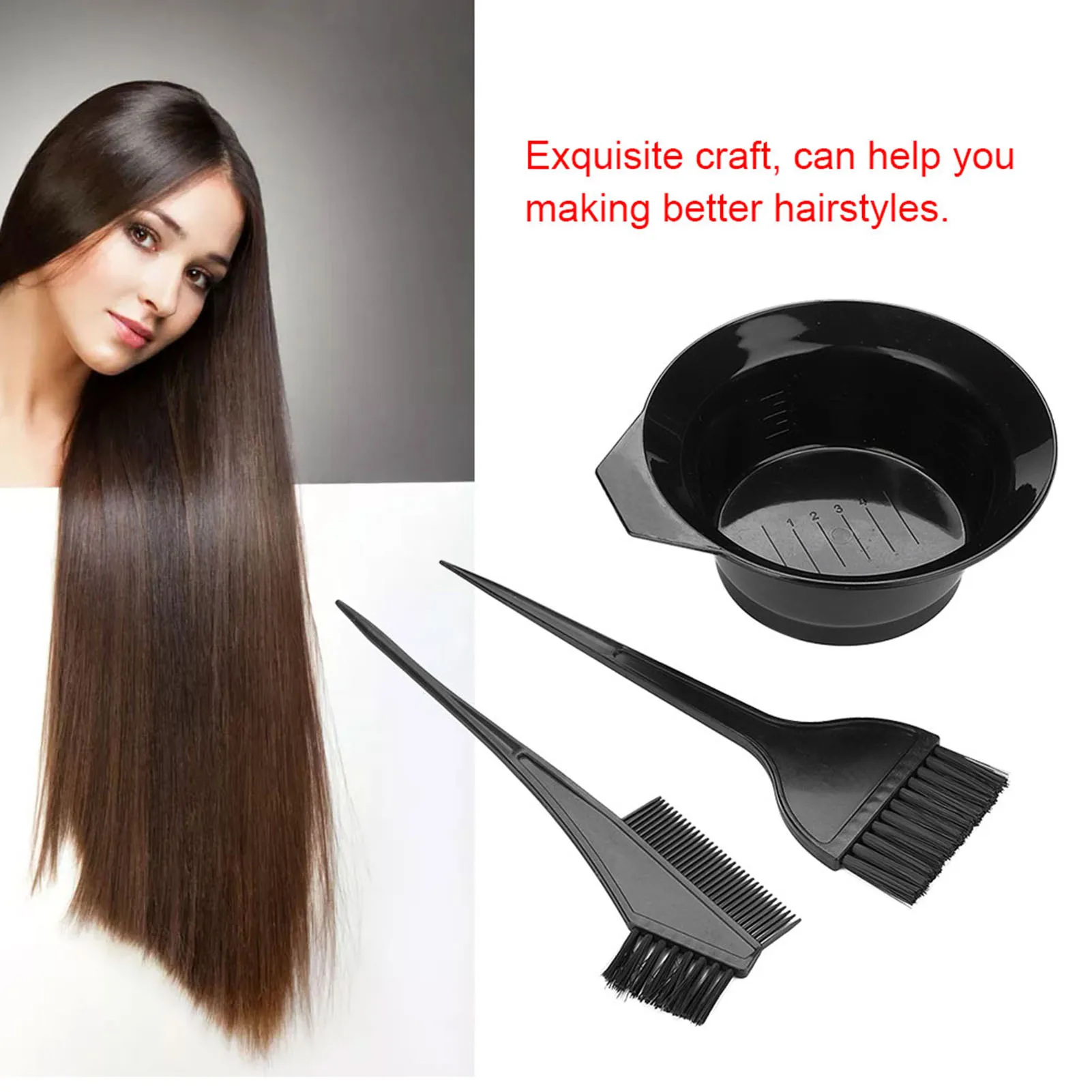 Hair Coloring Brush and Bowl Set Professional Hair Salon Dyeing Perming Tools Brush and Bowl Set Hair Perming Tools