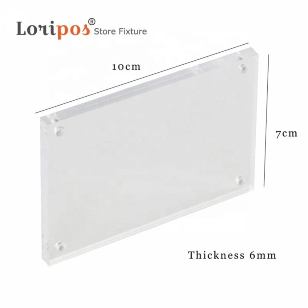 Acrylic Block Magnetic Mount Price Tag Display Wall Sticker Paper Info Frame Door Sign Holder Plate Name Card Cover