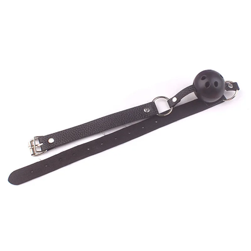 كرة جلدية BDSM - ضبط النفس في الفم قابل للتعديل مع حزام بإبزيم، لعبة عبودية صنم للأزواج، ألعاب SM المثيرة للبالغين