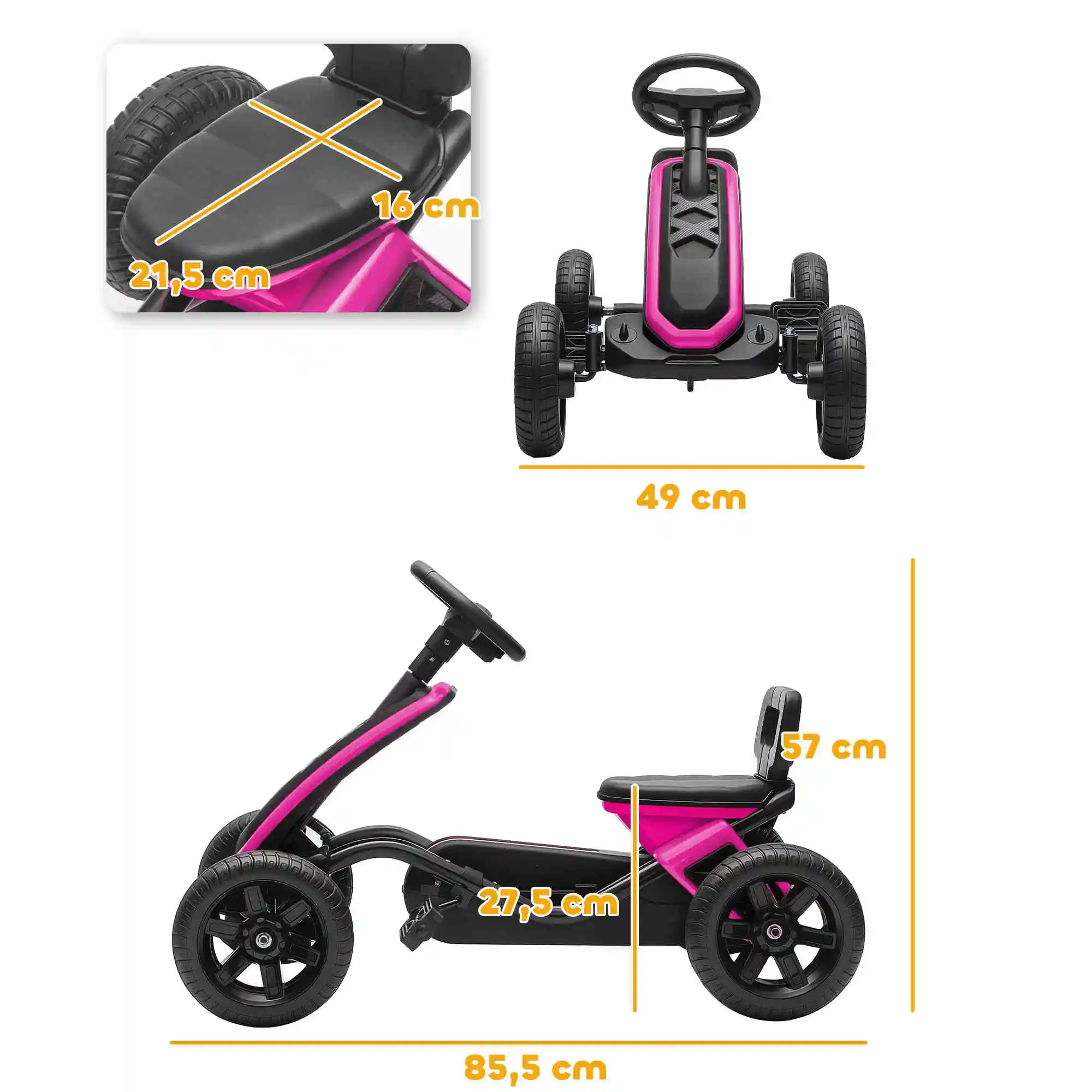 دواسات Aiyaplay Kart، Go Kart بعجلات إيفا غير قابلة للانزلاق، إطار معدني، تحميل 30 كجم، للأولاد والبنات من عمر 2 إلى 5 سنوات