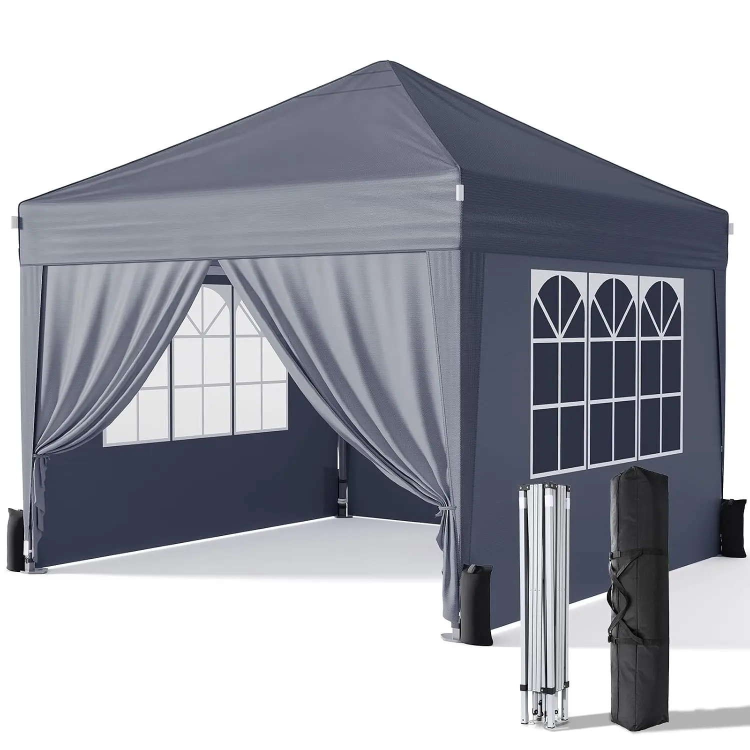 10x10 Pop Up Canopy Tent with Sidewalls, One-Push Instant Setup, Customized