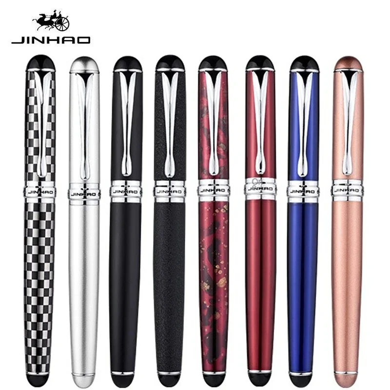 

Luxury JINHAO X750 Silver Stainless Steel Ballpoint Pen 0.5mm Nib School Office Supplies Ink Pens Gift Korean Stationery
