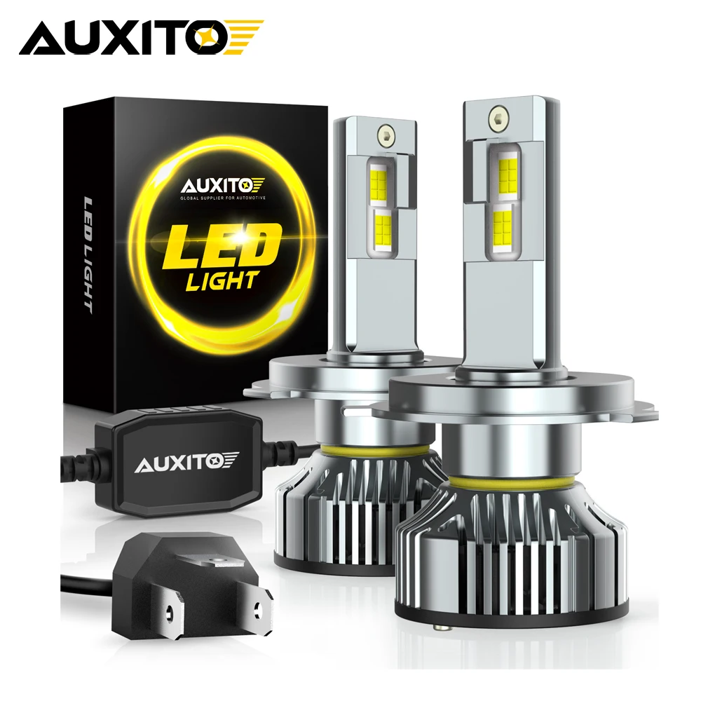 AUXITO 2Pcs 25000LM 100W Canbus Turbo LED H4 9003 HB2 LED High Low Beam Headlight Bulbs No Error Car Headlamp 6500K White 12V