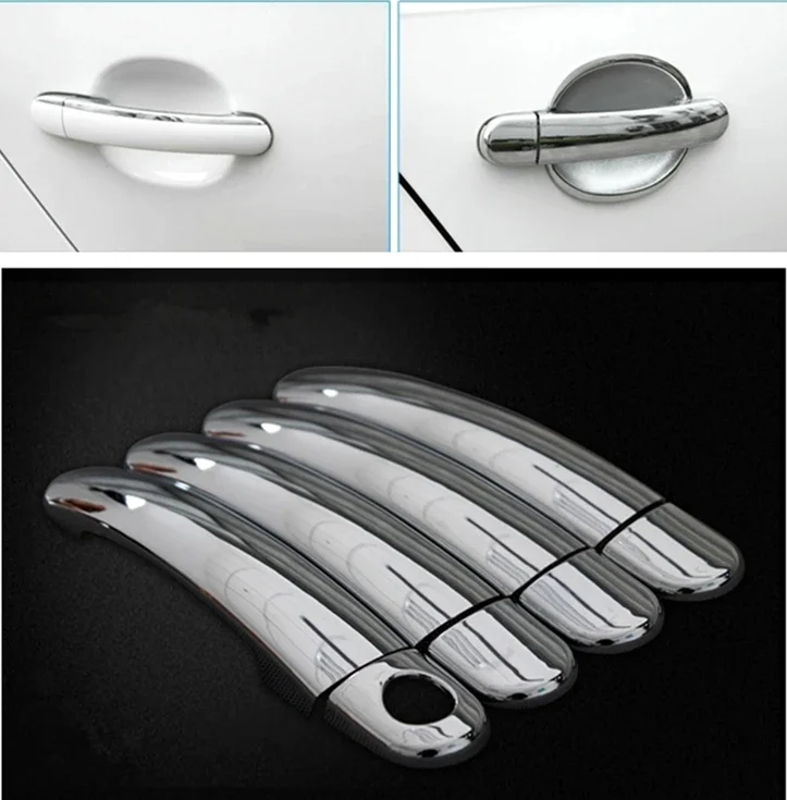 

FUNDUOO Chrome Car Side Door Handle Cover Trim Sticker For VW Polo 2010 2011 2012 2013 2014 2015 2016 2017 Free Drop Shipping