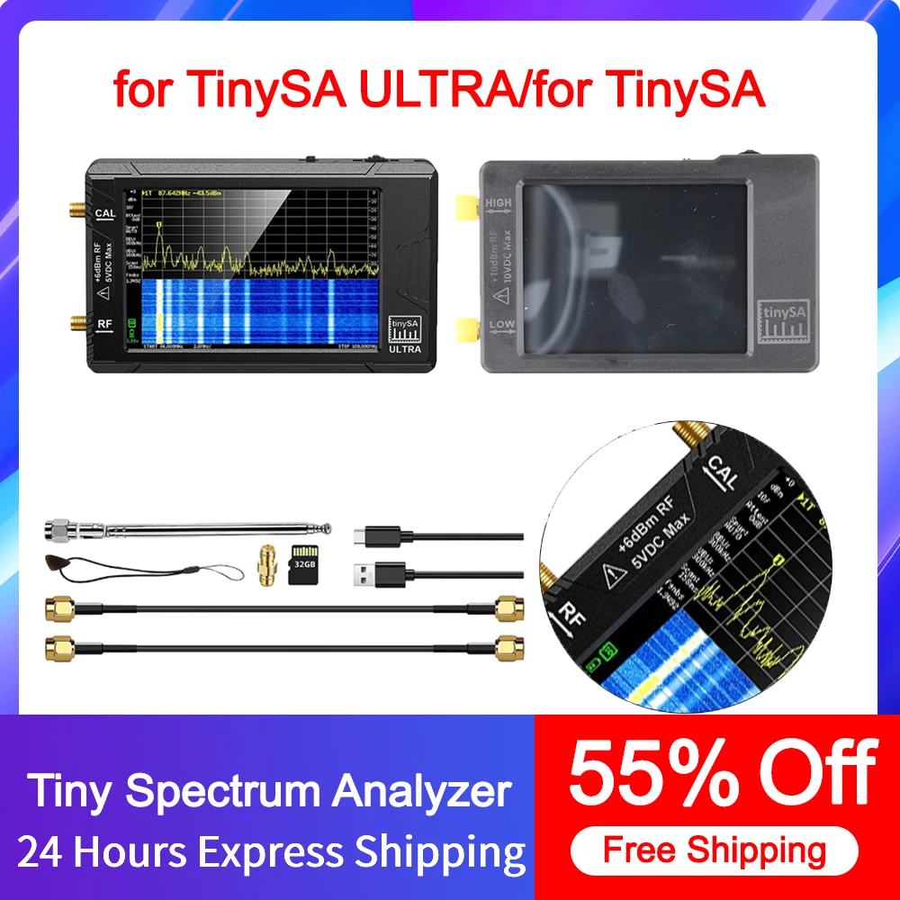 

Портативный анализатор спектра TinySA ULTRA 2 в 1, дисплей 2,8 дюйма, 100-350 МГц, карта 32 Гб, версия V0.3.1