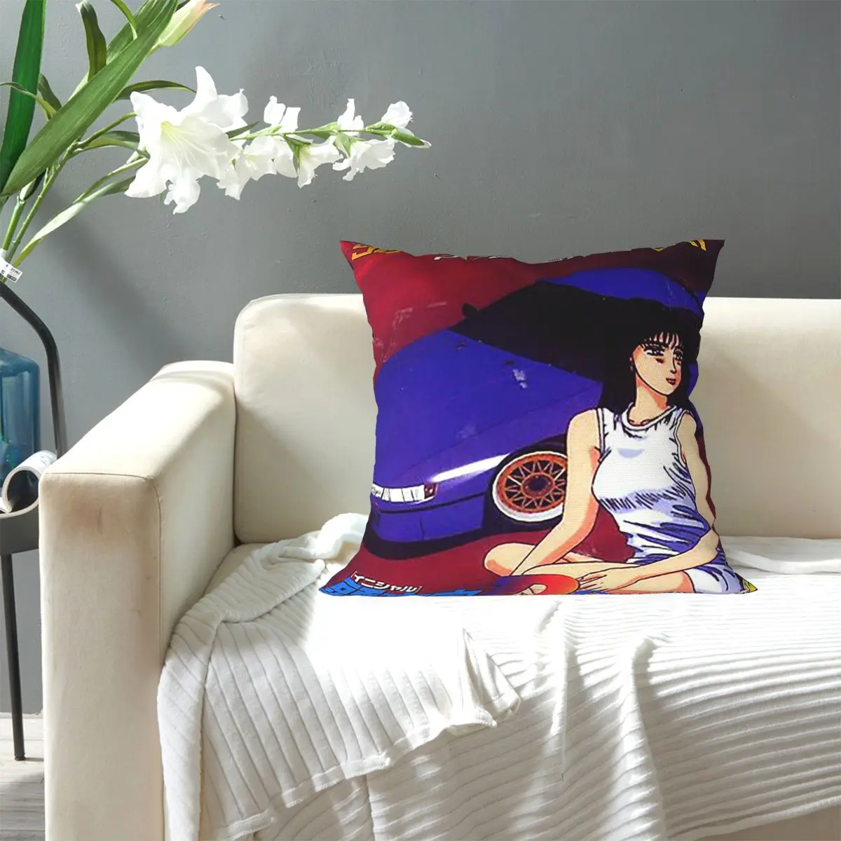 Initial D Mako Super Eurobeat Anim Square Pillowcase Pillow Cover Cushion Zip Decorative Comfort Throw Pillow for Home Sofa