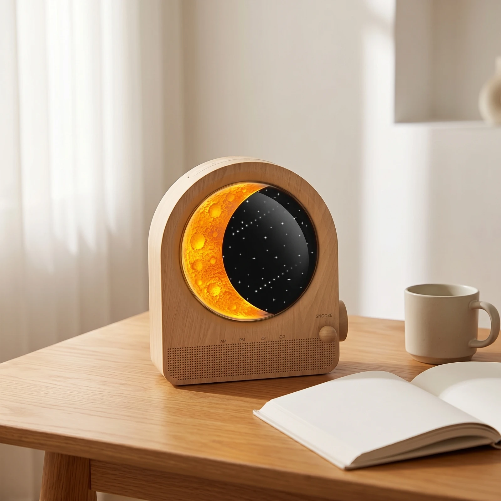 달빛 램프가 있는 디지털 나무 무늬 알람 시계, 침실용 - Led Moon Lamp 리뷰 및 가격