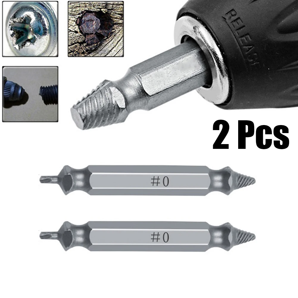 2pcs 0# Damaged Screw Extractor With Drill Bit Broken Screws Removal Tool 2-3mm For Power Tools Drill Bits Accessory In Stock