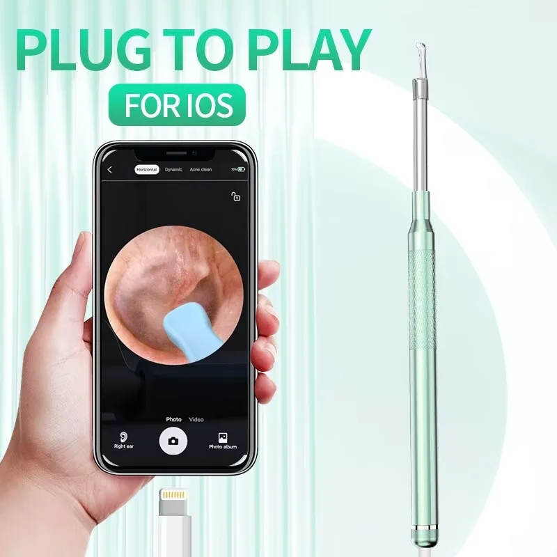 

GUANMOU Ear Wax Removal Ear Cleaner with Camera 3.9MM Ear Otoscope with 6 LED Lights For Kids Adults Compatible for iPhone iPad