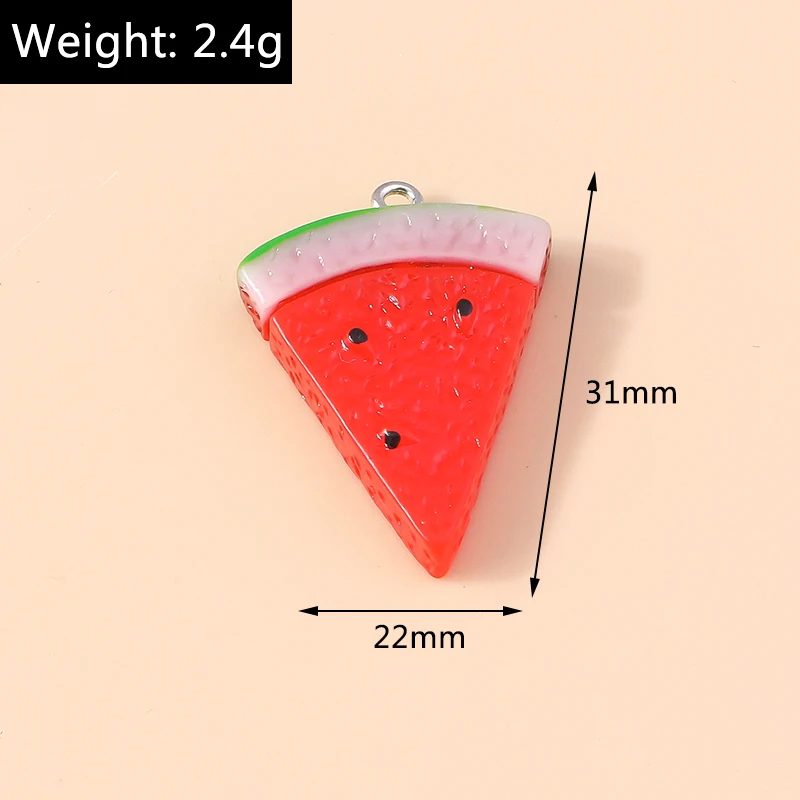 10pcs 31x22mm Fruit Pendant Resin Watermelon Charms for Dangle Earring Keychain Necklace DIY Jewlery Making Findings