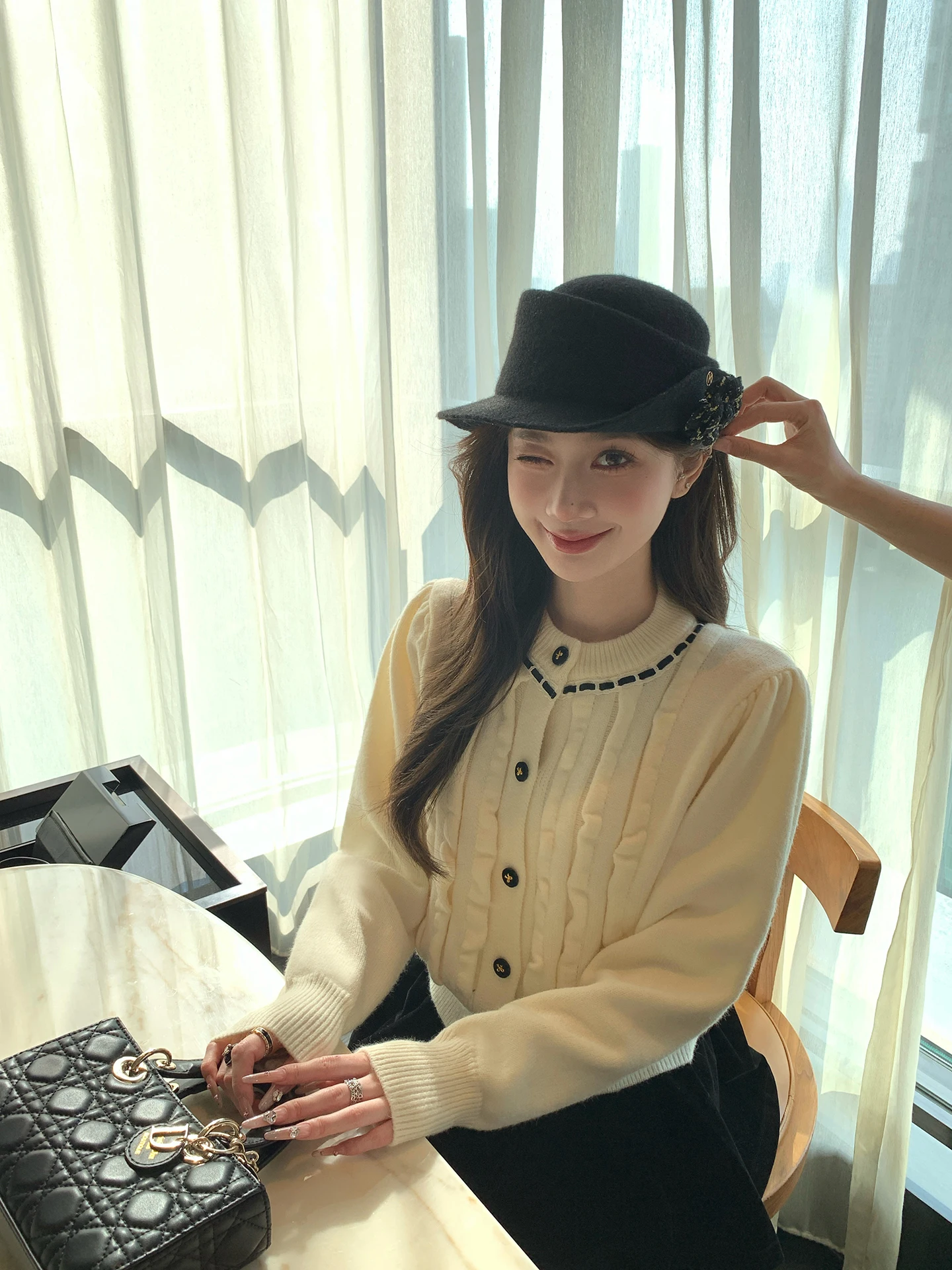 

Женский кардиган Chen Dayau Miu Sle Rich Girl, осенне-зимний, высококачественный, белый, вязаный, мягкий, удобный, длинный свитер
