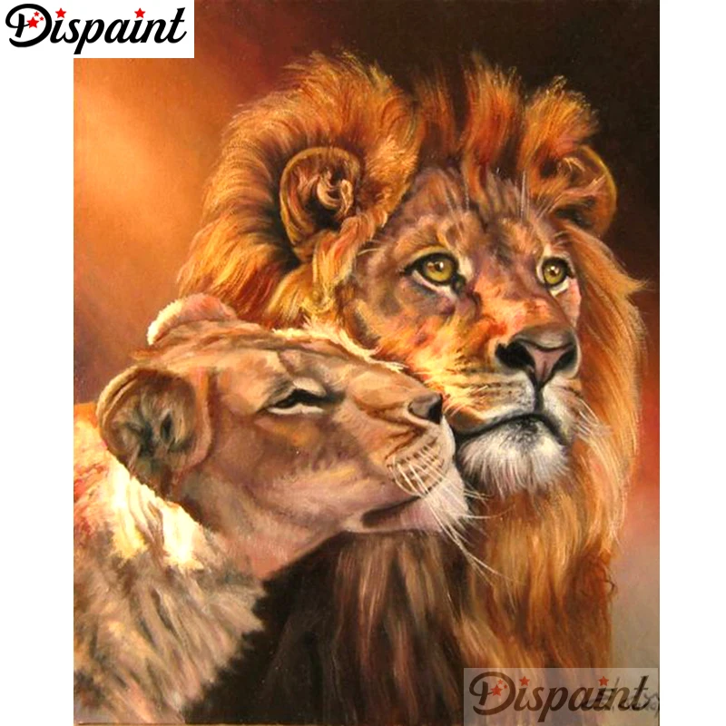 

Dispaint Full Square/Round Drill 5D DIY Diamond Painting "Animal lion" Embroidery Cross Stitch 3D Home Decor A10550