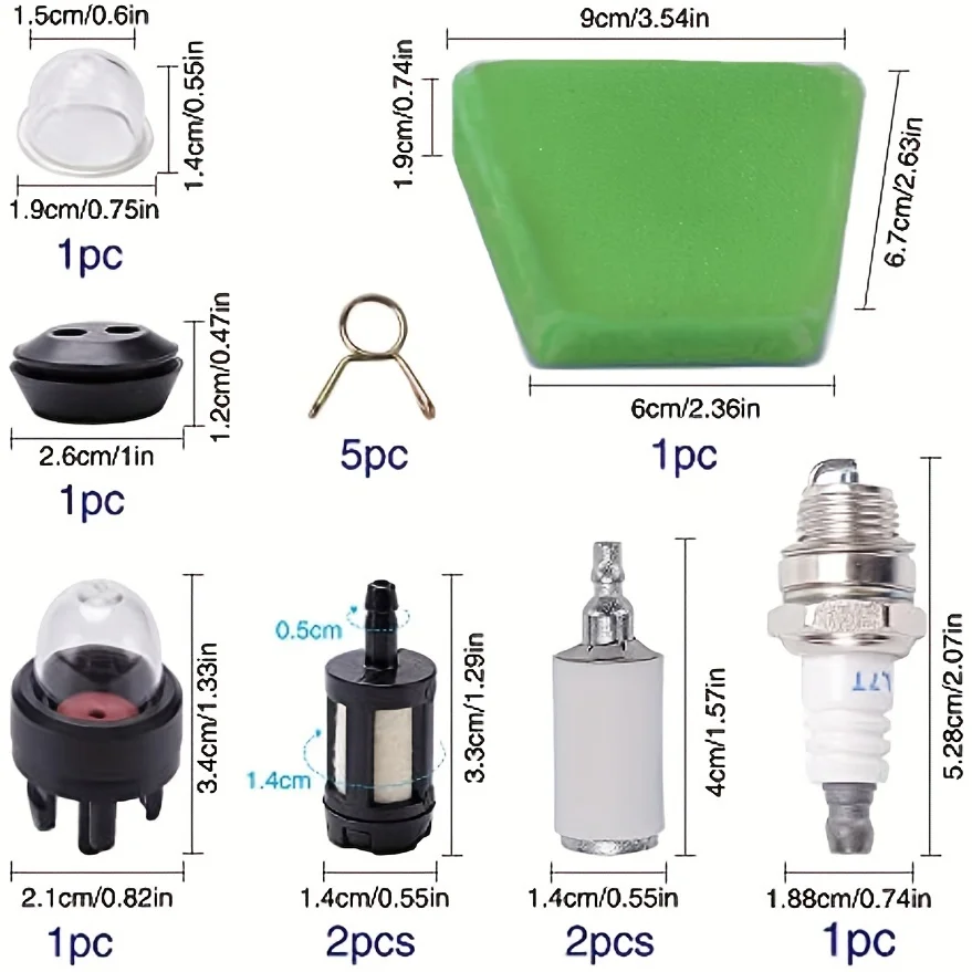 

Комплект из 17 деталей для топливной системы бензопилы, запчасти для триммера Gardena, косилки для травы